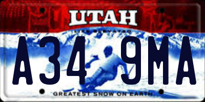 UT license plate A349MA