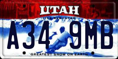 UT license plate A349MB