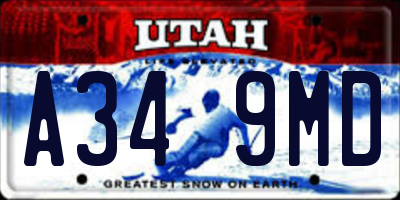 UT license plate A349MD