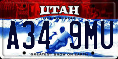 UT license plate A349MU
