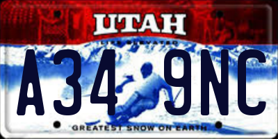 UT license plate A349NC