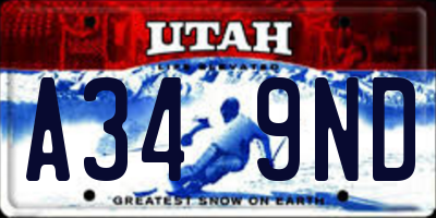 UT license plate A349ND