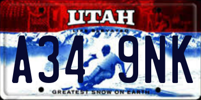 UT license plate A349NK