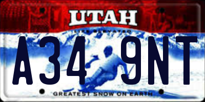 UT license plate A349NT