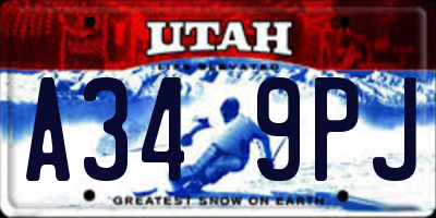 UT license plate A349PJ