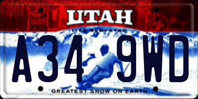 UT license plate A349WD