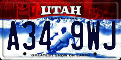 UT license plate A349WJ