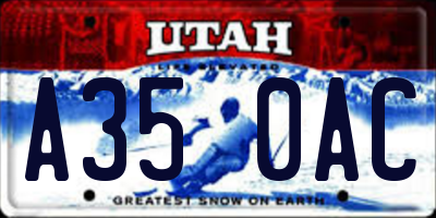 UT license plate A350AC