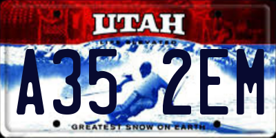 UT license plate A352EM