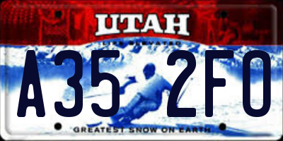 UT license plate A352FO