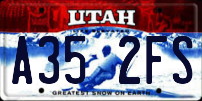 UT license plate A352FS
