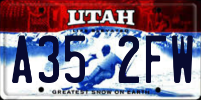 UT license plate A352FW