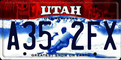 UT license plate A352FX
