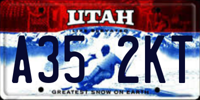 UT license plate A352KT