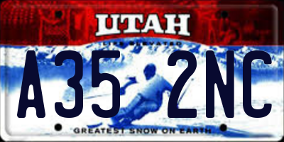 UT license plate A352NC