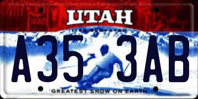 UT license plate A353AB
