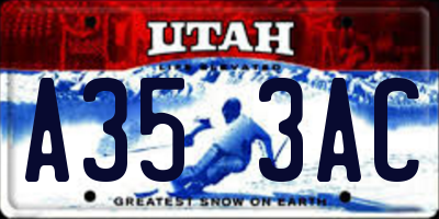 UT license plate A353AC