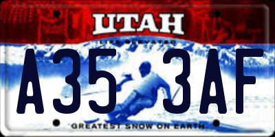 UT license plate A353AF