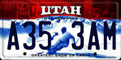 UT license plate A353AM