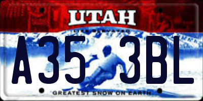 UT license plate A353BL