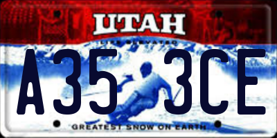 UT license plate A353CE