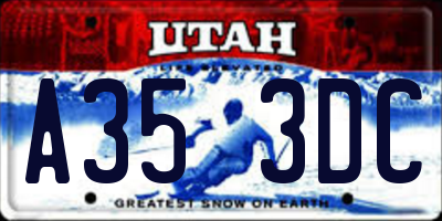 UT license plate A353DC
