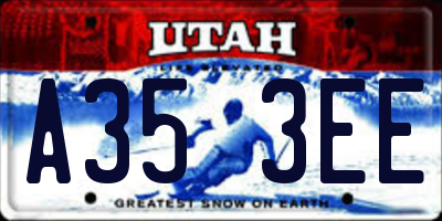 UT license plate A353EE