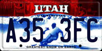 UT license plate A353FC