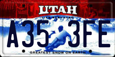 UT license plate A353FE