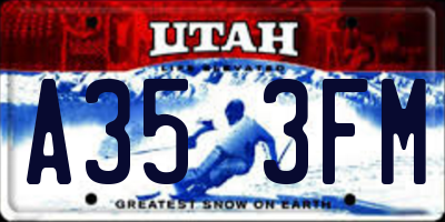 UT license plate A353FM