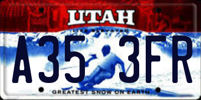 UT license plate A353FR
