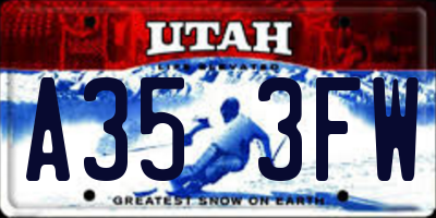 UT license plate A353FW