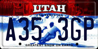 UT license plate A353GP