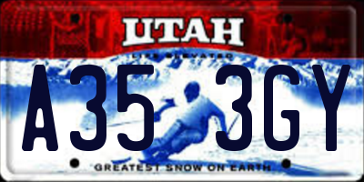 UT license plate A353GY