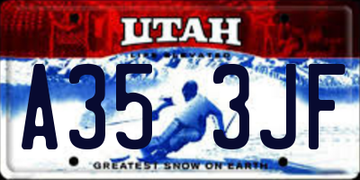 UT license plate A353JF