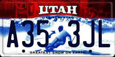 UT license plate A353JL