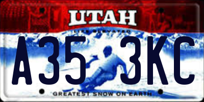 UT license plate A353KC