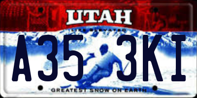 UT license plate A353KI