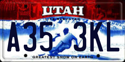 UT license plate A353KL