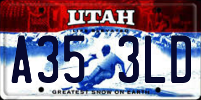 UT license plate A353LD