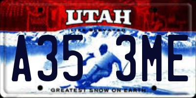 UT license plate A353ME