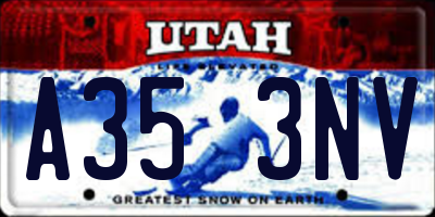 UT license plate A353NV