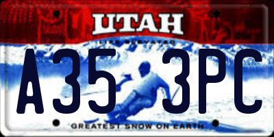 UT license plate A353PC