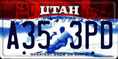 UT license plate A353PD