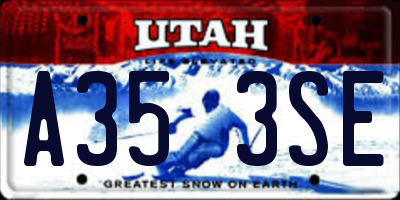 UT license plate A353SE