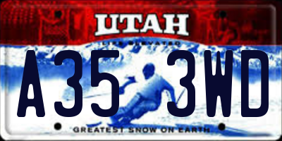 UT license plate A353WD