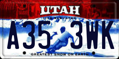 UT license plate A353WK