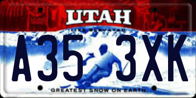 UT license plate A353XK