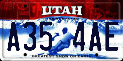 UT license plate A354AE