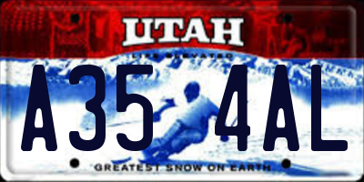 UT license plate A354AL